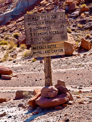 Weathered trail signs
