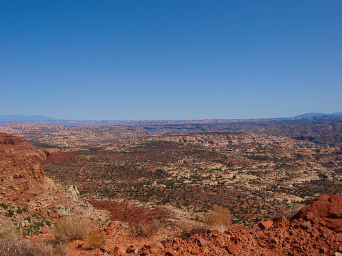View from the Flint Trail north east over the Needles District