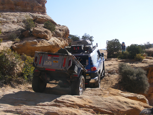 Taking the trailer through a dip