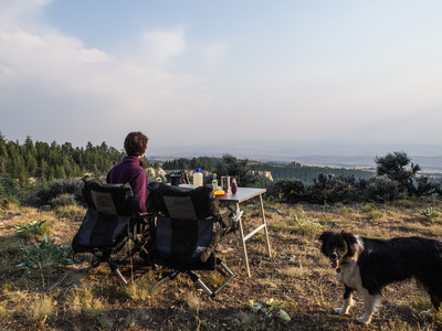 Dinner overlooking the Wyoming Bighorn Mountains