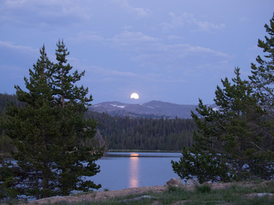 Moonrise over Shell Lake in the Bighorn Mountains