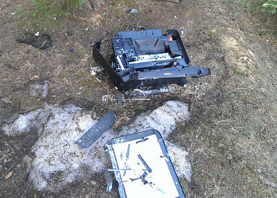 Discarded scanner or printer in Pike National Forest