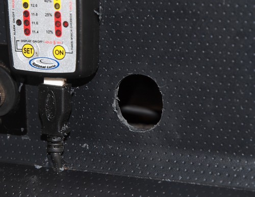 Hole cut in dash