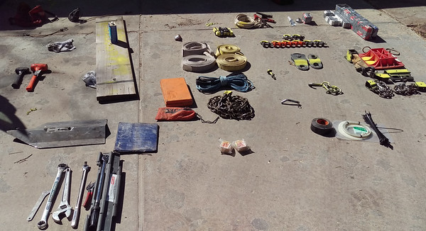 Off-road recovery kit equipment ready for seasonal inspection