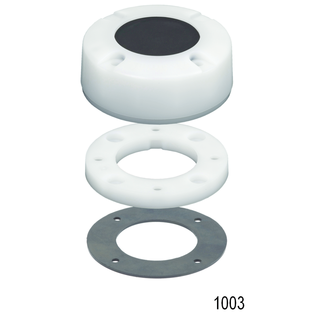 Exploded view of Blue Sea Systems CableClam 1003 waterproof cable gland components