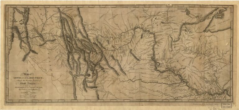 Historic map of the Lewis and Clark expedition route