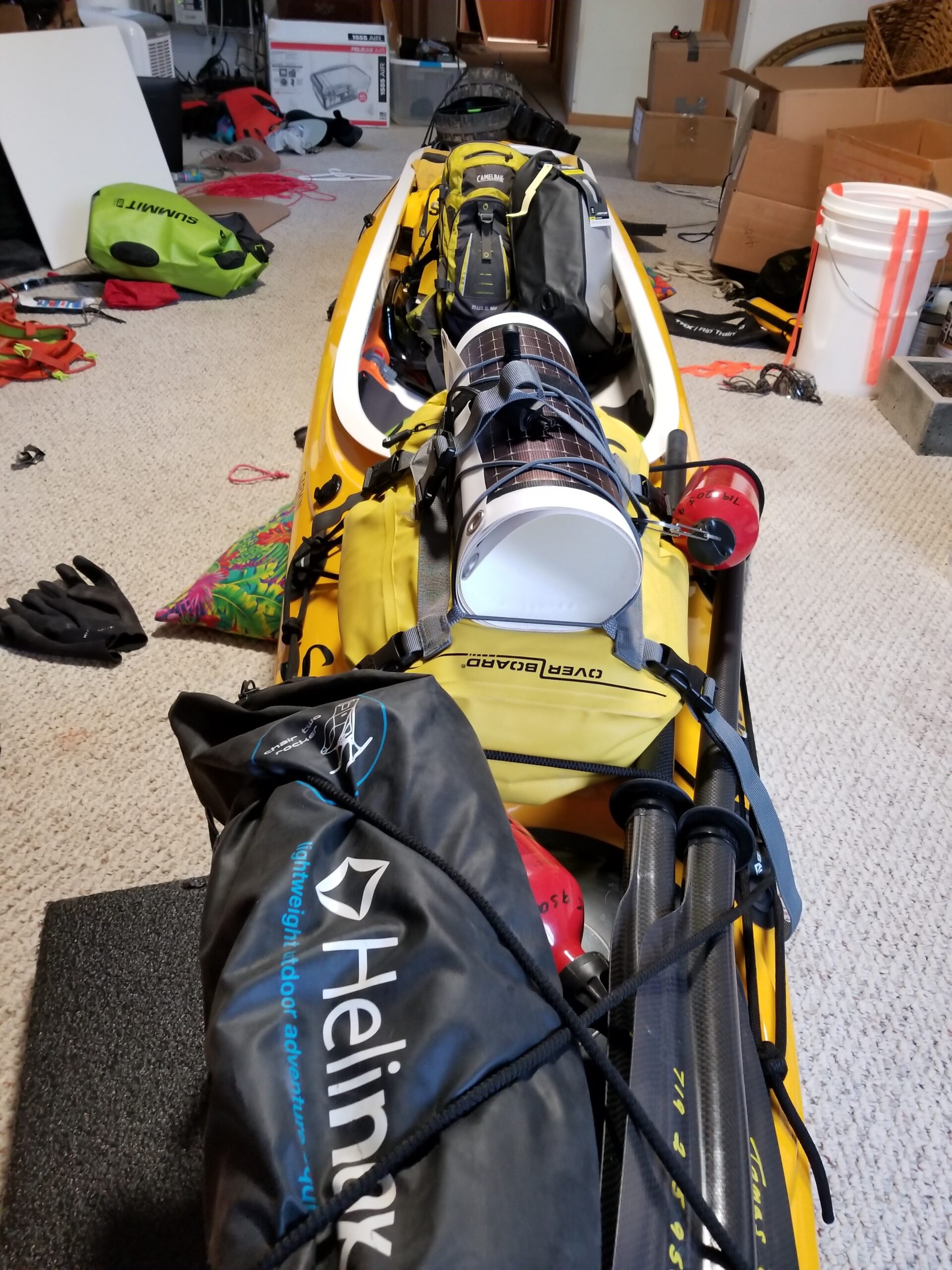 Boat loaded with gear for the Paddling Down Missouri River trip