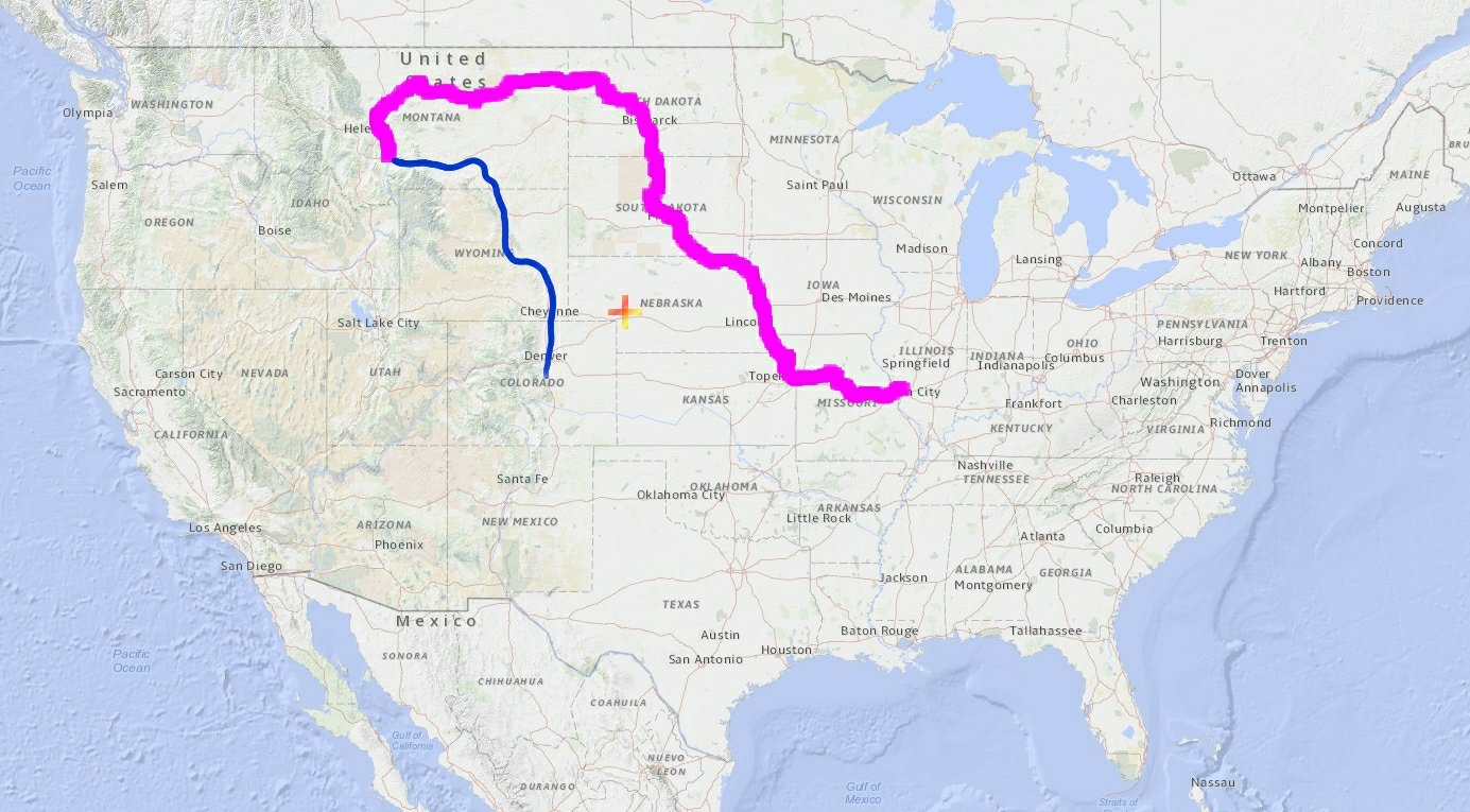 Original Missouri River expedition route map